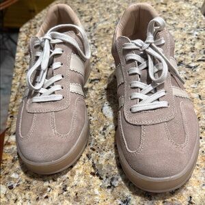 Women's Beige Suede Sneakers